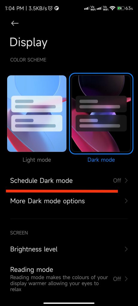 Change Display Mode Screen 3